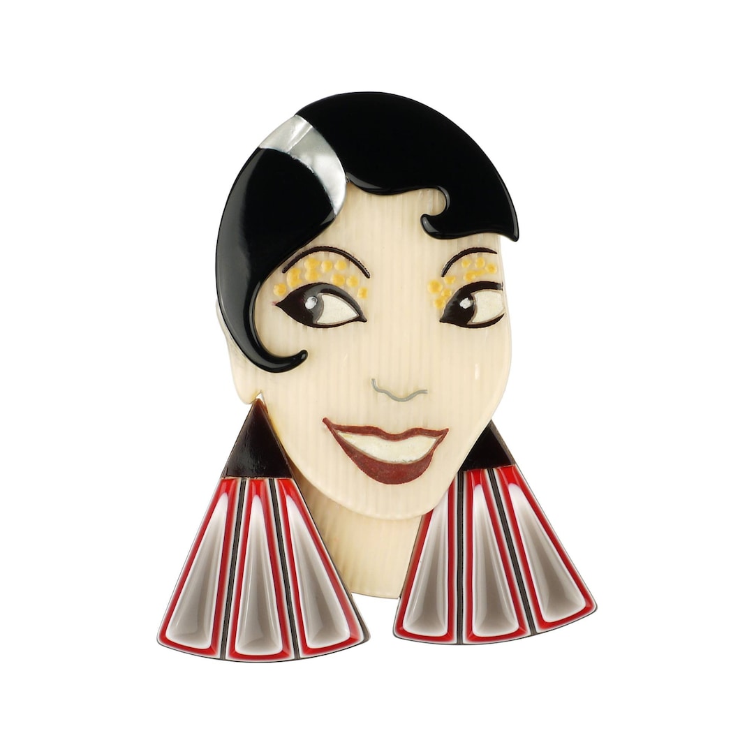 Broche-barrette Vintage Léa Stein Paris - Rodoïd Rayures Marron - Signée - Parfait état