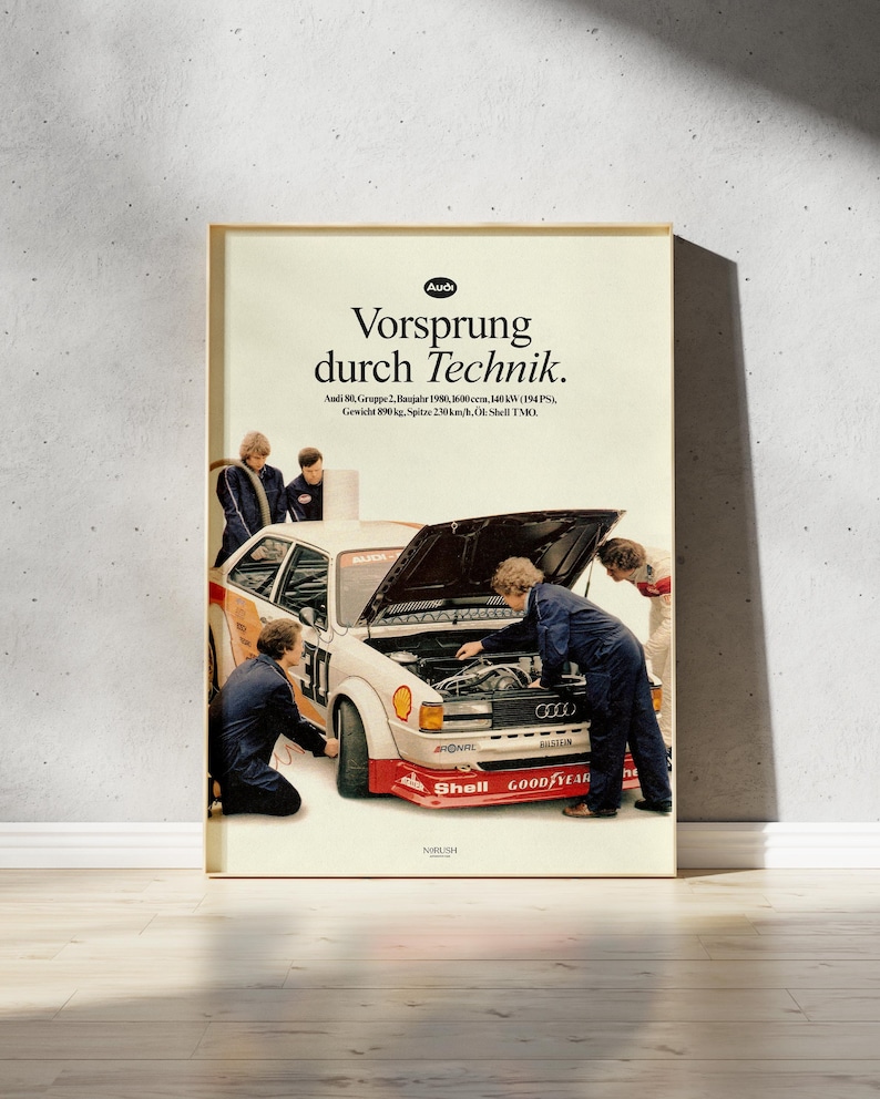 Audi 80 Retro Poster – Beige Vintage Car Print, Motorsport Art - Etsy