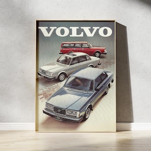 Volvo Cars 80s Retro Poster – Trio klassischer Cars | Vintage Automobile Wandkunst | Fine Art Pigment-Druck