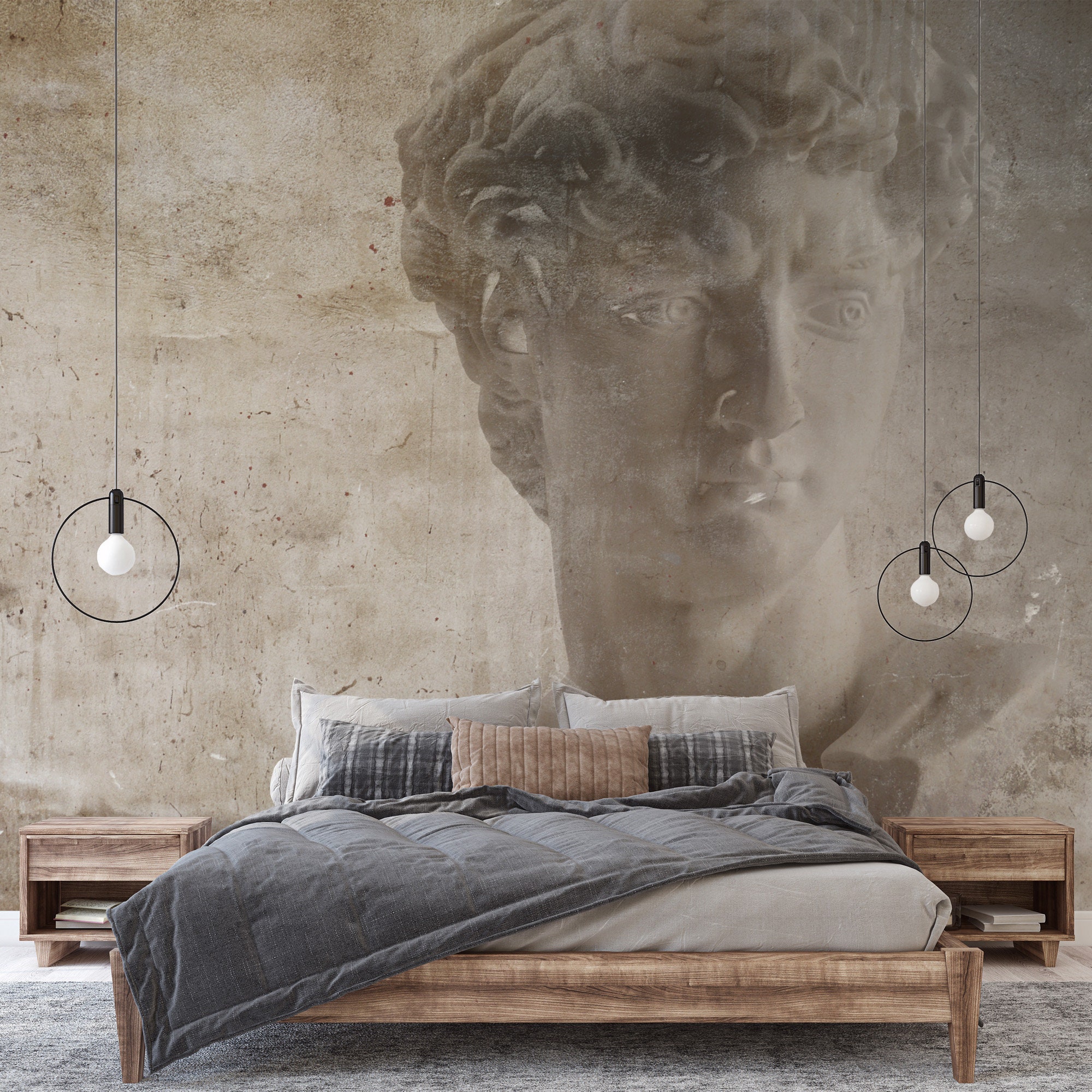 Statue of David in Tumbled Wallpaper, History and Ancient Rome