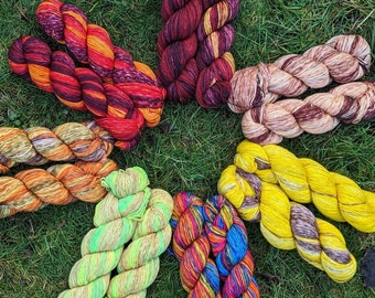 Waves - premium sock yarn, hand dyed, Merino wool 75 and Polyamide 25, 100g, For Knit and Crochet