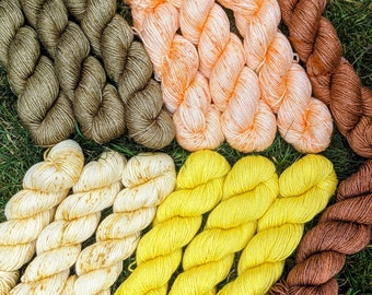 Kiss Hand-Dyed Sock Yarn: Superwash Merino, Silk, Bamboo (50g Skein)