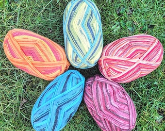 Striped Sock Yarn: Superwash Wool Nylon Blend, 100g