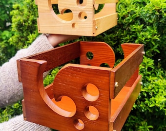 Handcrafted Ash Wood Yarn Organizer Box: Knitting Project Storage