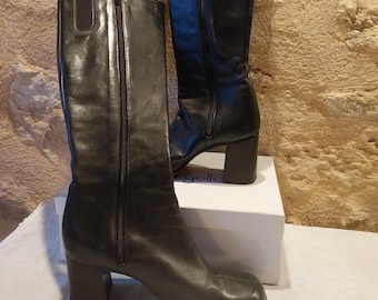 Bottes Cuir Marron Nine West Vintage America - Taille US 7.5 (M) Haute Genou | Occasion