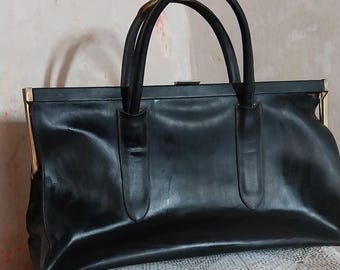 Bolso de mano vintage Jeanne Bernard Paris de piel, década de 1930, ALTA COSTURA