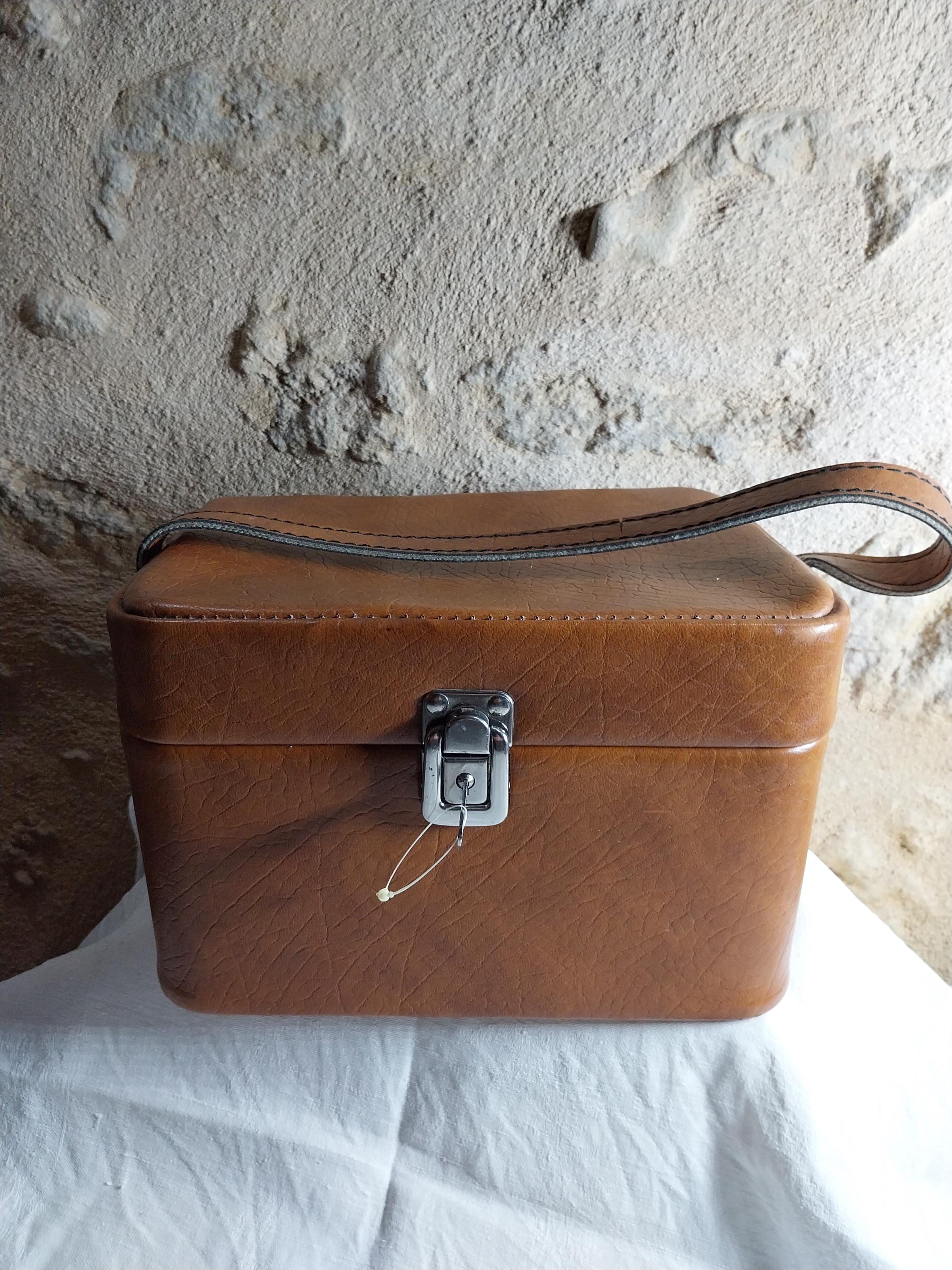 Étui De Voyage Vintage Vert Rigide - 14 Pouces, Style Milieu Du Siècle, Sans Clé