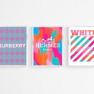 SET OF 3 Trendy Designer Brand Downloadable Prints / Printable Download / Fashion Brand Wall Art / Luxury Fashion Deco / College Apartment