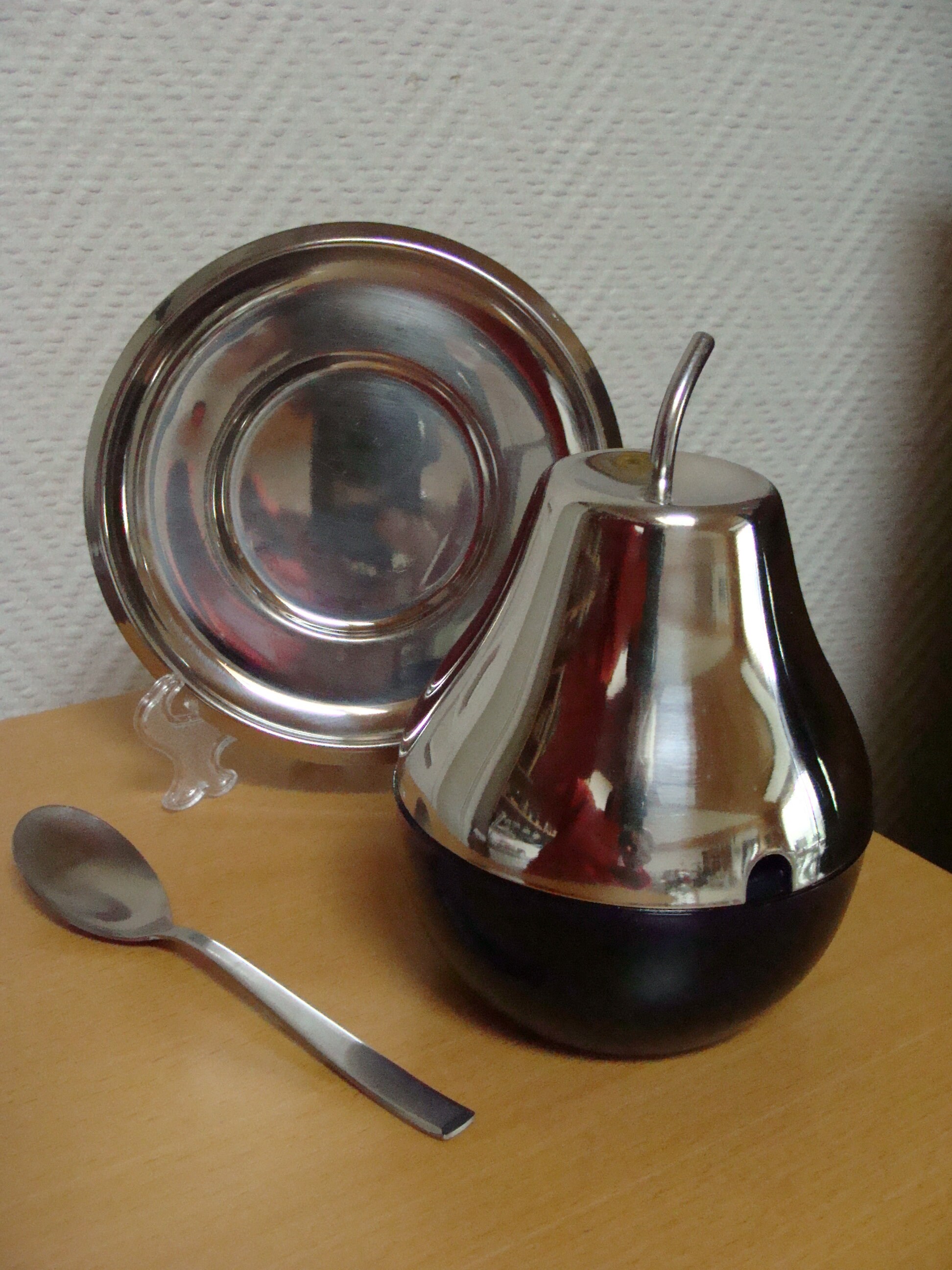 Sucrier Vintage Morinox - Forme Poire - Inox Brossé - Années 60/70 - Fabriqué En Italie