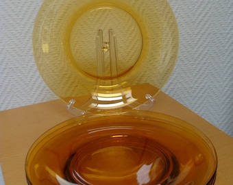 Assiettes à dessert en verre ambré Vintage