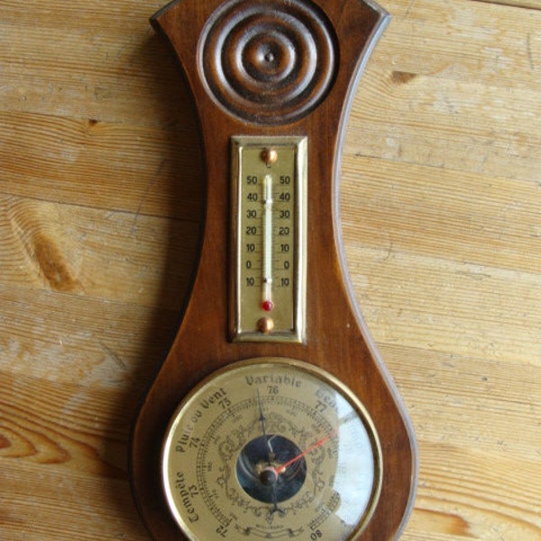 Vintage wooden wall barometer