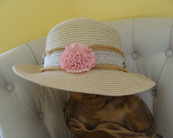 Flower straw hat, size 57