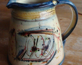 Vintage handmade pitcher pottery trapeze shape