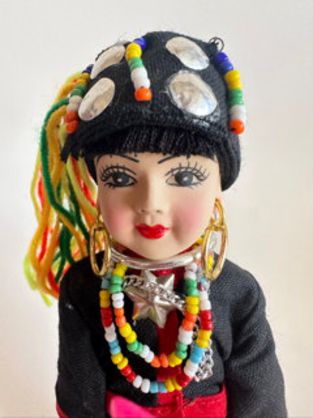 Ethnic Doll Collectible Hmong Porcelain & Textile Jeweled Costumed