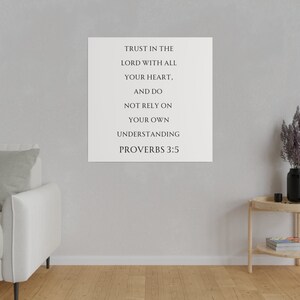 Trust In The Lord With All Your Heart | Proverbs 3:5 | Gifts for Christians | Christian Canvas | Christian Art | Bible Art | Bible Canvas
