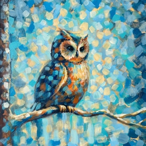 Original Owl Canvas Painting, Hand Painted Ready to Hang Artwork, Canvas Wall Decor, Wall Art Original Decor, Fine Art Painting