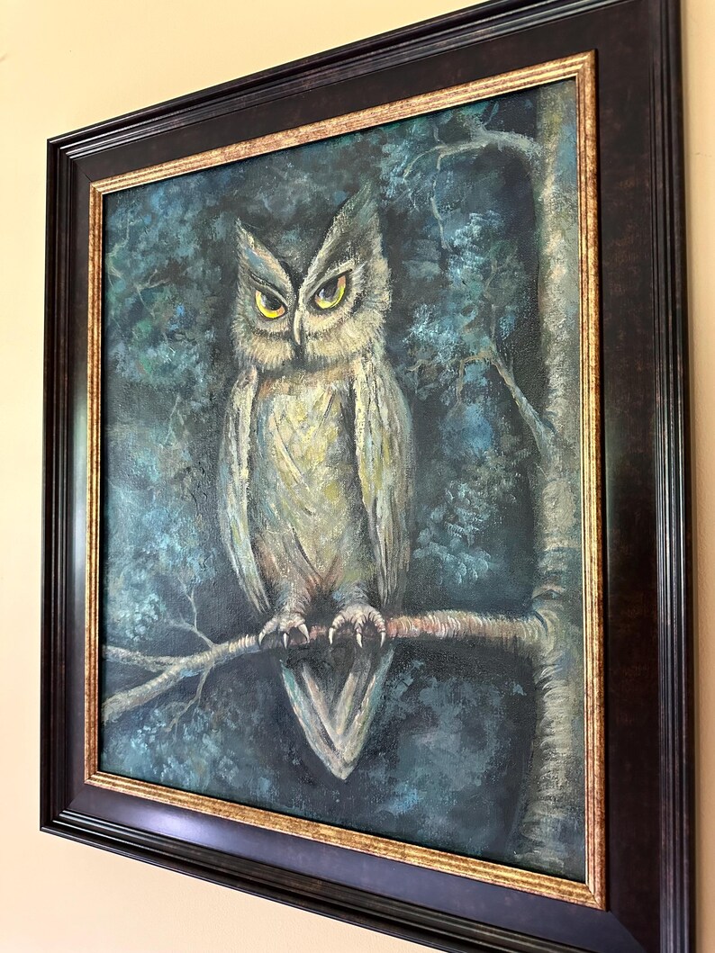 Original Owl Canvas Painting • One of a Kind Painting • Bird Wall Decor ...