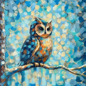 Original Owl Canvas Painting, Hand Painted Ready to Hang Artwork, Canvas Wall Decor, Wall Art Original Decor, Fine Art Painting