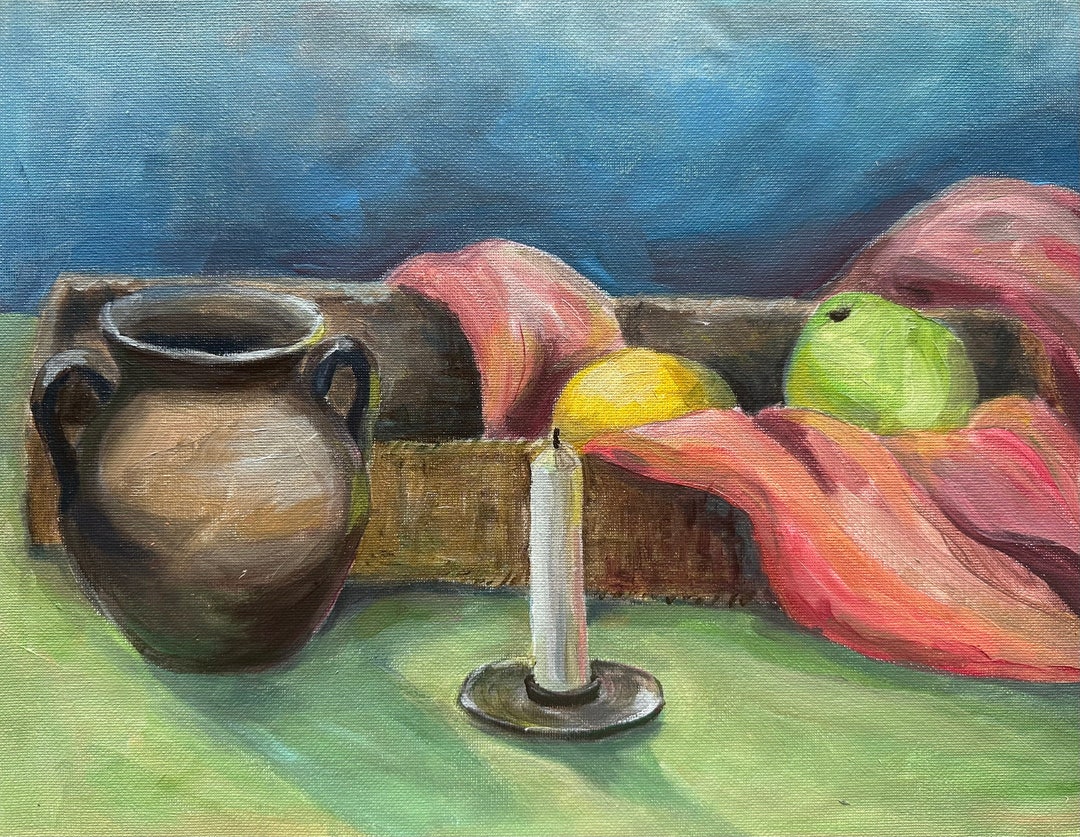 Still Life Original Acrylic Painting on Canvas. Hand Painted Artwork ...