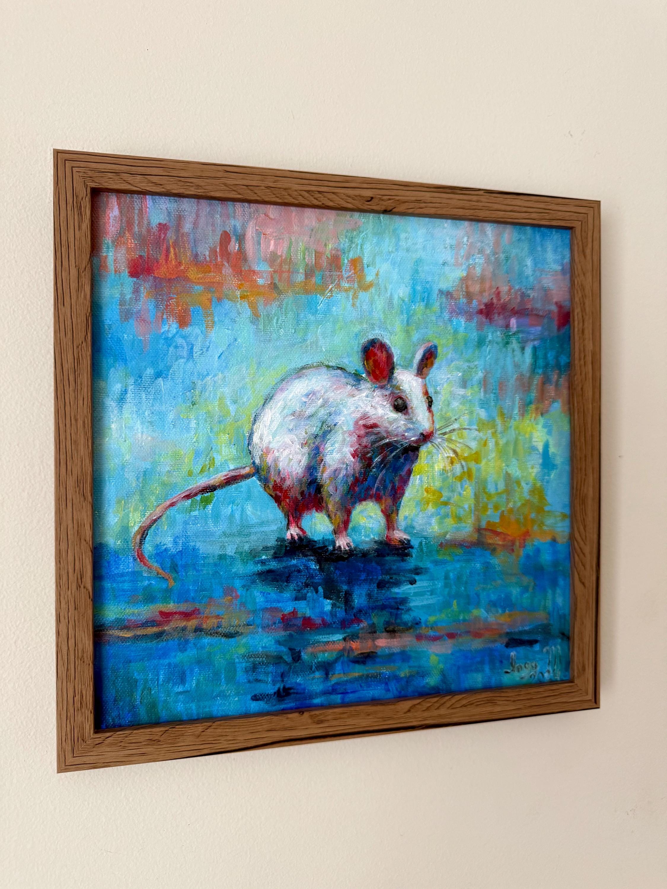 Repainted Rats Rat Painting Original, Rat Hand Painted Canvas, Painting Animals ...