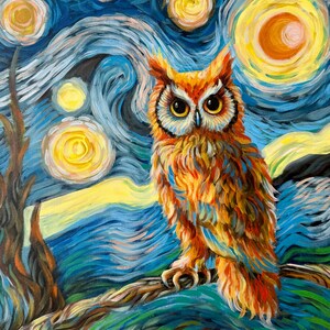Original Owl Canvas Painting, Hand Painted Ready to Hang Artwork, Canvas Wall Decor, Wall Art Original Decor, Fine Art Painting