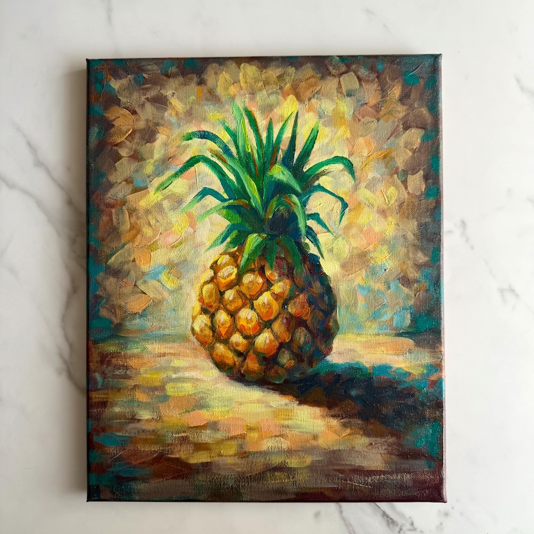 Original Pineapple Painting On Canvas Tropical Fruit Painting original-pineapple-painting-on-canvas-tropical-fruit-painting