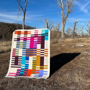 Shuttlequilt in plaid- en koninginmaten - naaien met stripsets - modern quiltpatroon (pdf)