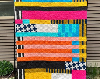 Mid-Century Modern Throw Quilt Pattern: Beginner Friendly (PDF Download)