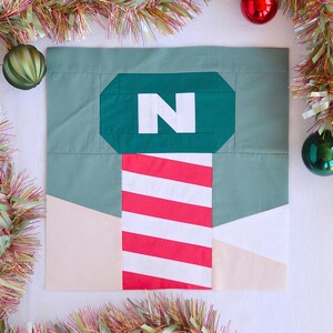 North Pole Quilt Block Pattern PDF - 12&quot; Finished Quilt Block for Holiday Sewing Projects