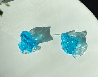 Recycled water bottle plastic Earrings/Blue Earrings/Light weight statement Earrings