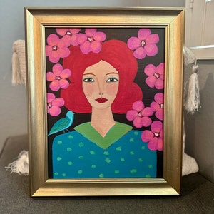 Acrylic and oil painting, abstract figurative painting, woman abstract face, not a print, original one of a kind painting, woman face