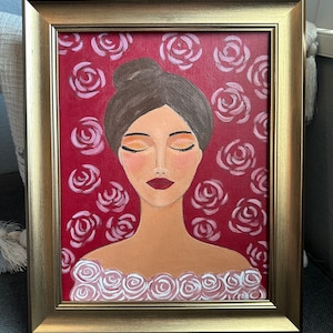 Acrylic and oil painting, abstract figurative painting, woman abstract face, not a print, original one of a kind painting, woman face