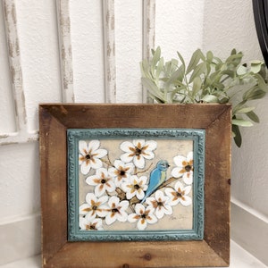 Bird Floral, original art, floral art, flower painting, wood frame, canvas art, on canvas, bright colorful acrylic painting, artwork
