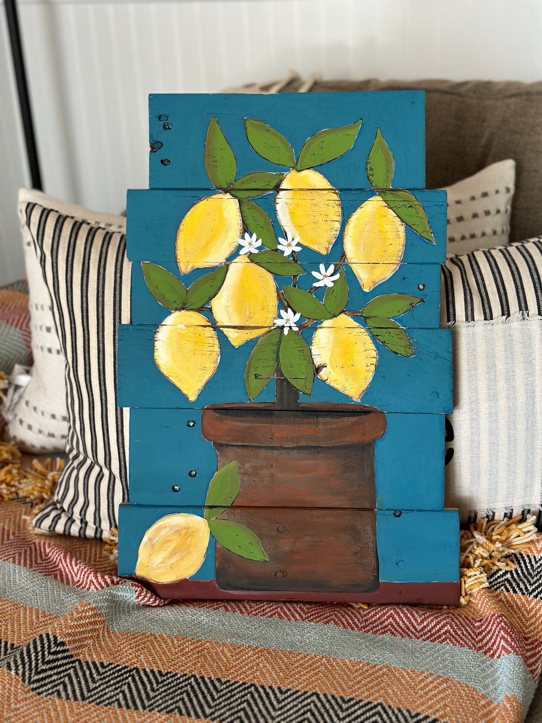 Original Art Lemon Tree Art Lemon Painting Wall Art Etsy