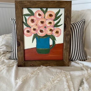 original art, floral art, framed art, painting on canvas, happy art. flower painting, home decor, abstract painting, abstract flowers