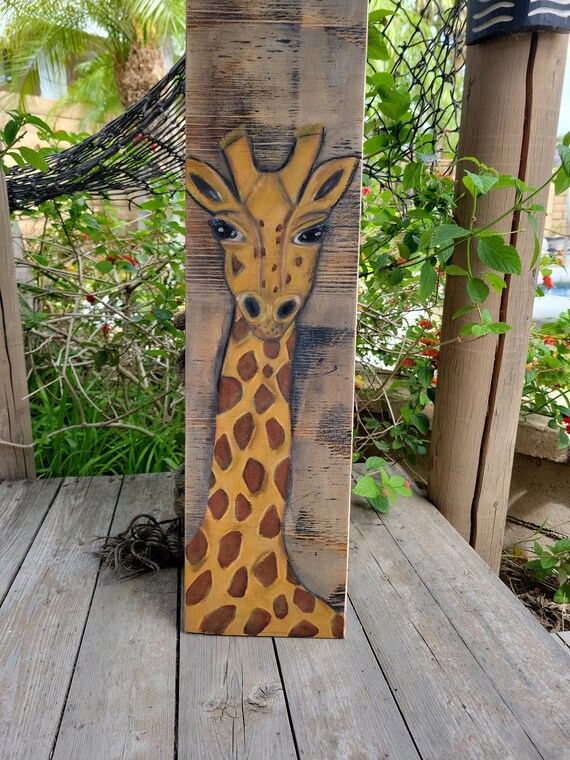 Original Art Reclaimed Wood Giraffe Animal Art Wall Decor Etsy