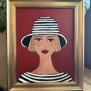 Acrylic and oil painting, abstract figurative painting, woman abstract face, not a print, original one of a kind painting, woman face