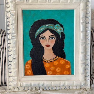Acrylic and oil painting, abstract figurative painting, woman abstract face, not a print, original one of a kind painting, woman face
