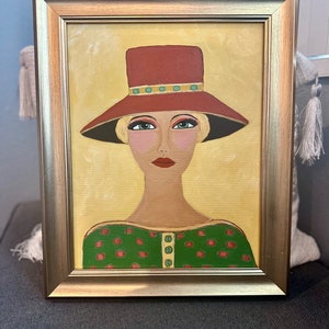 Acrylic and oil painting, abstract figurative painting, woman abstract face, not a print, original one of a kind painting, woman face