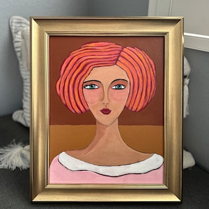 Acrylic and oil painting, abstract figurative painting, woman abstract face, not a print, original one of a kind painting, woman face