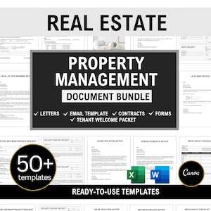 Property Management Bundle, Property Management Forms, Landlord Templates, Tenant Welcome Guide, Property Management, Real Estate, Canva