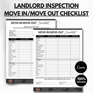Tenant Move in Move Out Checklist, Landlord Checklist, Walkthrough ...