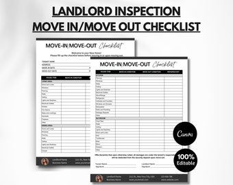 Tenant Move In Move Out Checklist, Landlord Checklist, Walkthrough Inspection, Inspection Checklist, Tenant Inspection, Landlord Checklist