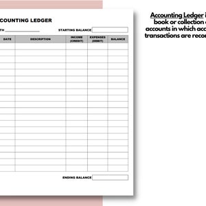 Printable Accounting Ledger, General Ledger, Ledger Book, Expense Tracker, Cash Tracker, Cash Log, Expense Log, Small Business image 2