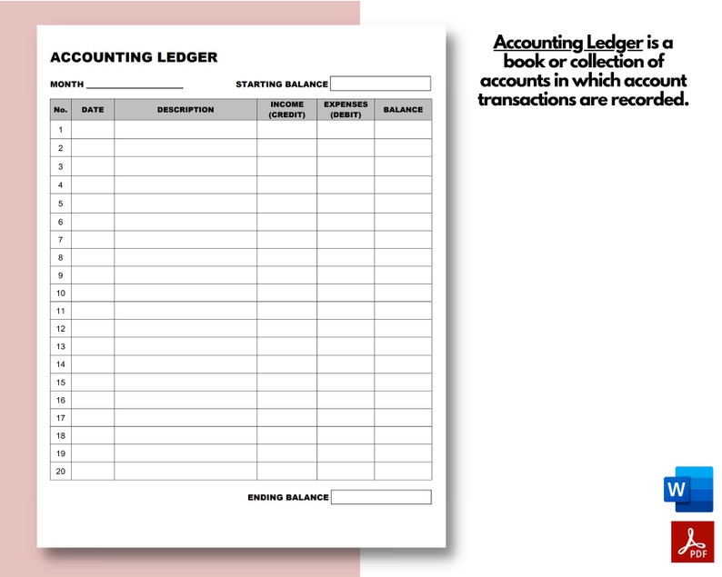 Printable Accounting Ledger, General Ledger, Ledger Book, Expense Tracker, Cash Tracker, Cash Log, Expense Log, Small Business image 2