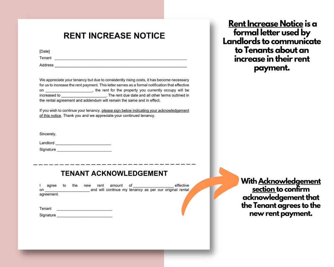 Rent increase notice rent increase letter rent increase form
