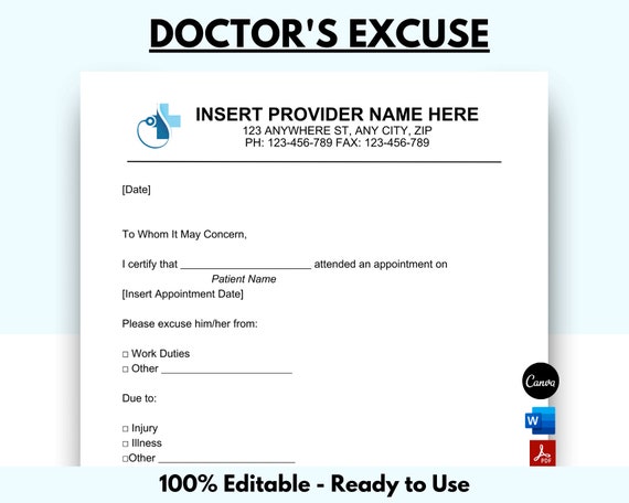 Can I Get A Doctor's Note Without Being Seen Doctors Note Template Word