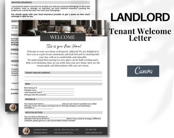 Real Estate Tenant Welcome Letter, Tenant Welcome Packet, Tenant Welcome Letter, Tenant Guide, Move-in Move-out Checklist Editable in CANVA