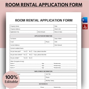 Room Rental Application Form, Rental Application, Landlord Rental ...