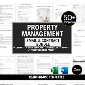 Property Management Bundle, Property Management Forms, Landlord Templates, Tenant Welcome Guide, Property Management, Real Estate, Canva